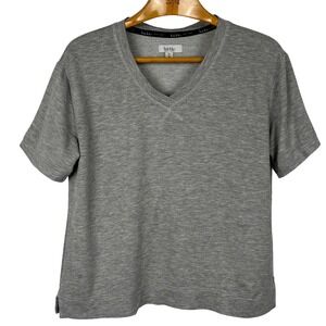 Nicole Miller New York Gray V Neck Short‎ Sleeve Knit Top Womens Size M